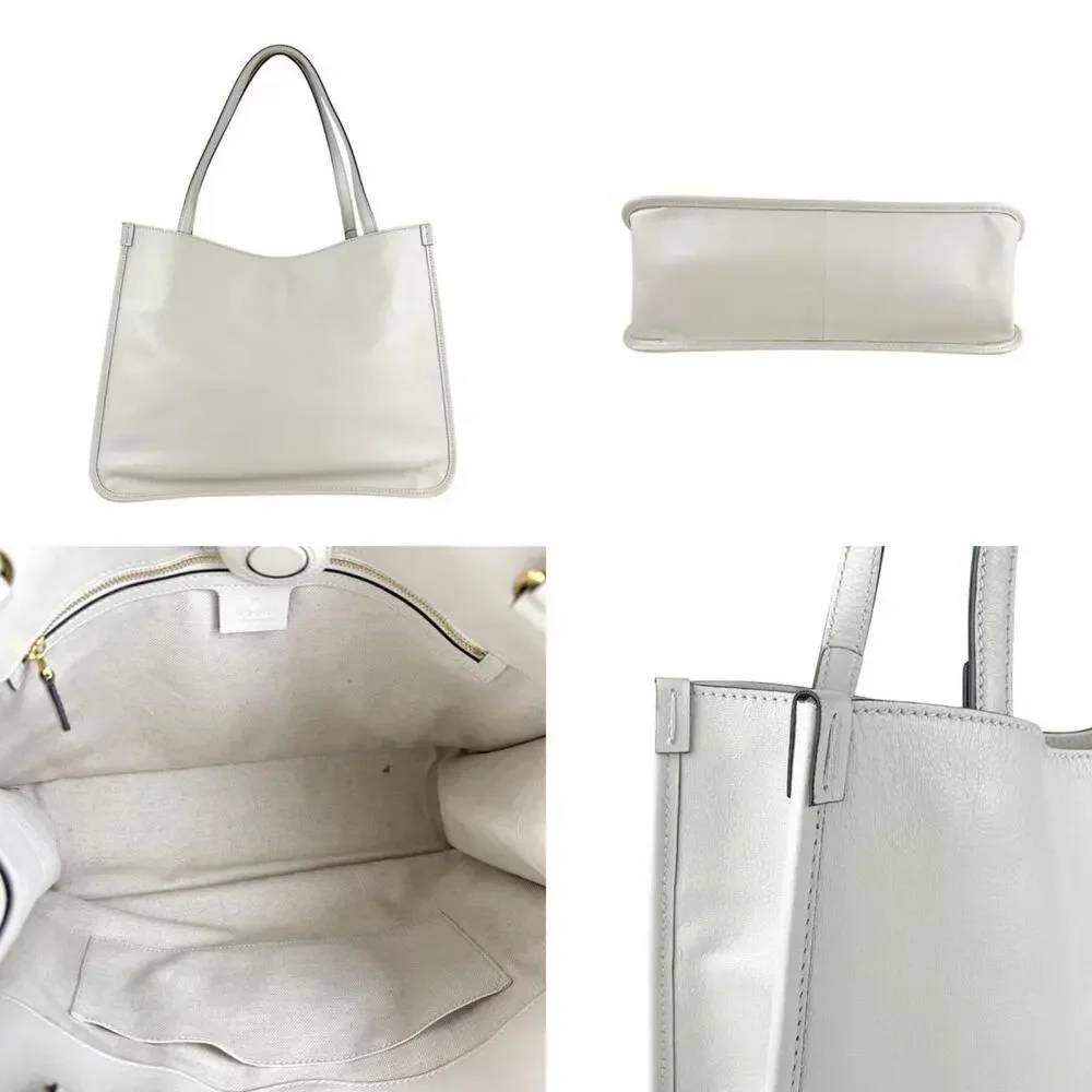 GUCCI White Leather Horsebit Shoulder Bag - Picture 3 of 5